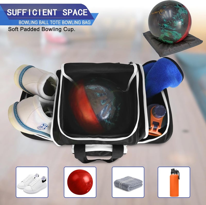 LARIPOP Bowling Ball Bag for Single Ball, 2022 Bowling Ball Tote Bowling bag with Padded Holder - Fits Shoes up to Mens Size 14 and Bowling Accessories - Image 3